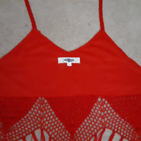 2/$10 🧺Red Rhinestone Fringed Halter Top - Picture 6 of 7